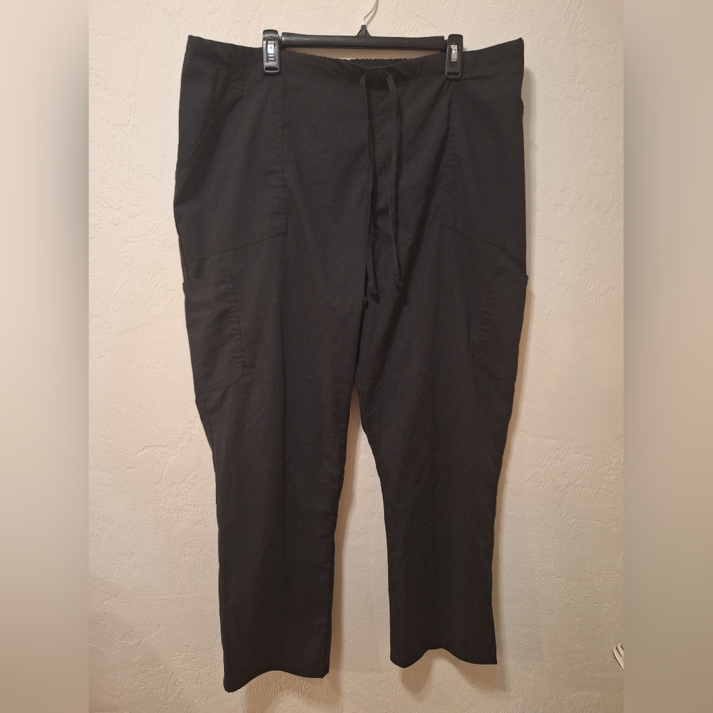 Women's Black Drawstring Scrub Cargo Pants